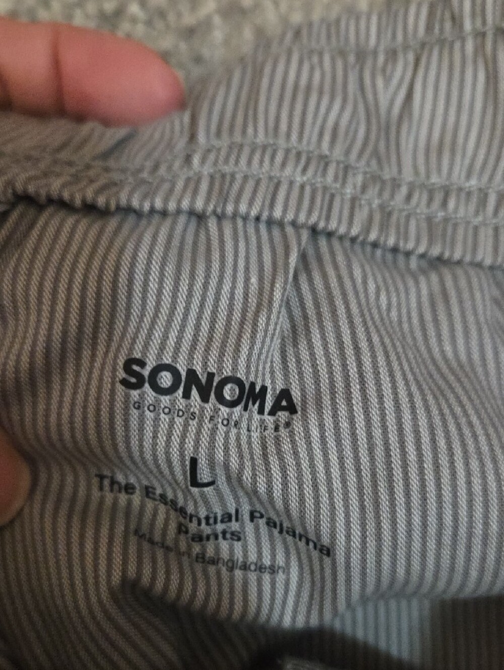 2 Pair Sonoma Pinstripe Drawstring Pajama Pants in Blue and Gray, Mens Large NWT - Picture 5 of 16